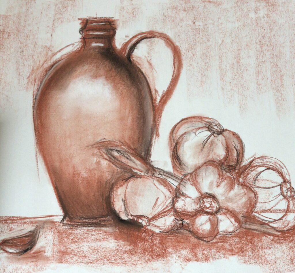 SKARSKY.ART - Drawings - Garlic infront of pot