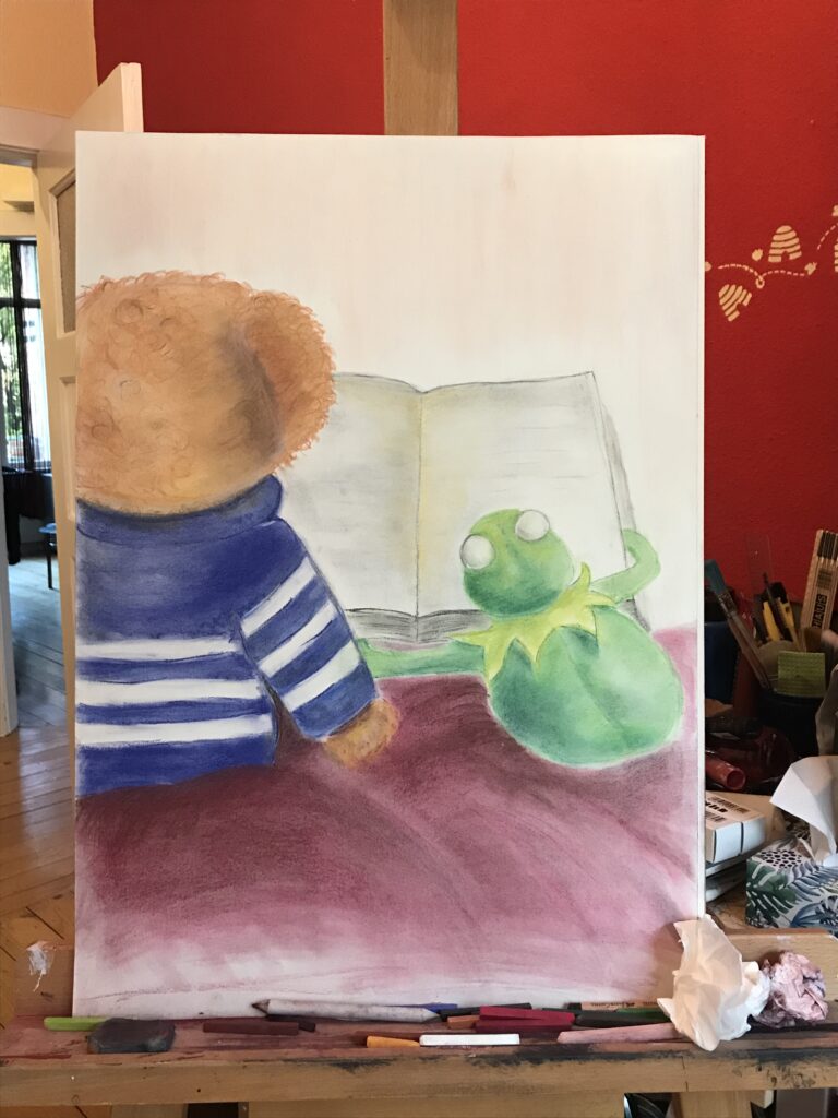SKARSKY.ART - Drawings - Teddy and Kermit reading out our the book of love